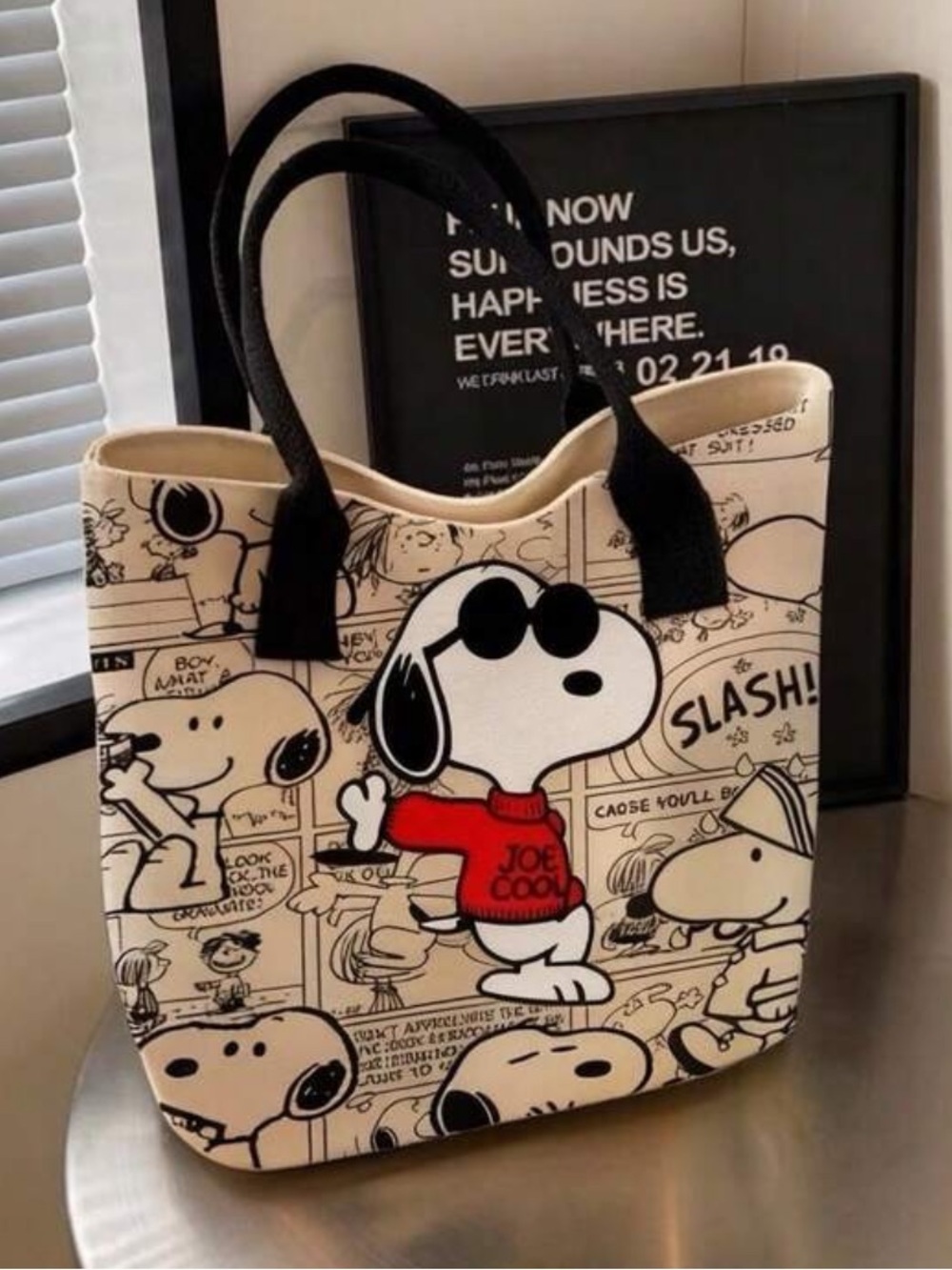 Snoopy Comic Joe Cool Canvas Tote Bag NEW 🏷️